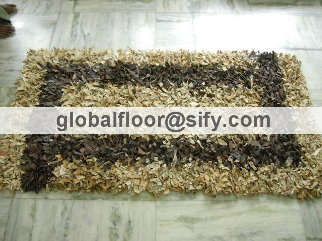 Gff-4279 leather shaggy rugs 