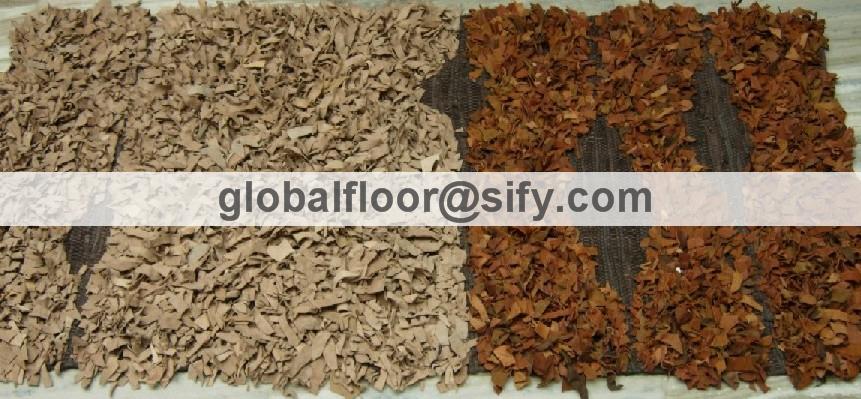 Gff-4287 leather shaggy rugs